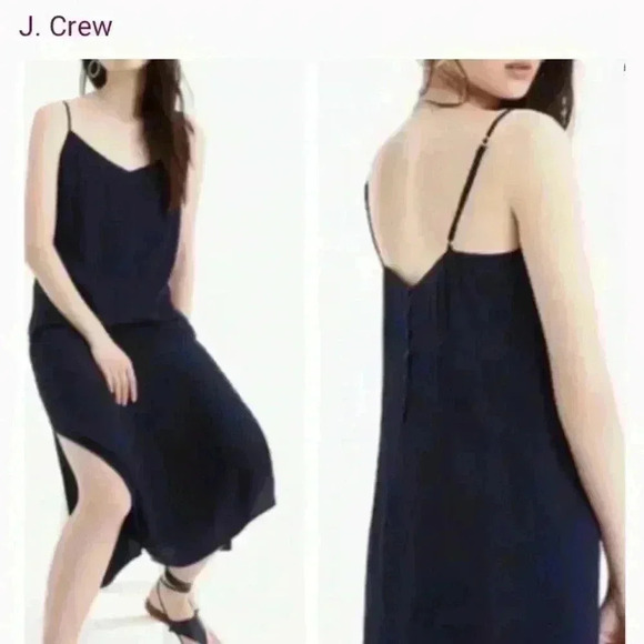 J. Crew navy blue spaghetti strapped dress, fully lined. - Picture 1 of 5
